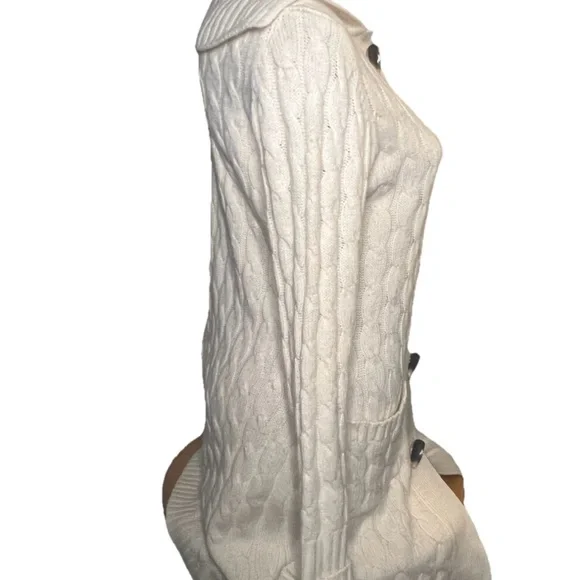 GAP Women's Ivory Cable Knit Cardigan Sweater S Toggle Wool Cashmere Angora Y2K - Picture 8 of 11